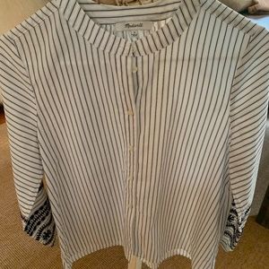 Madewell Stripe top Embroidered sleeves - Small